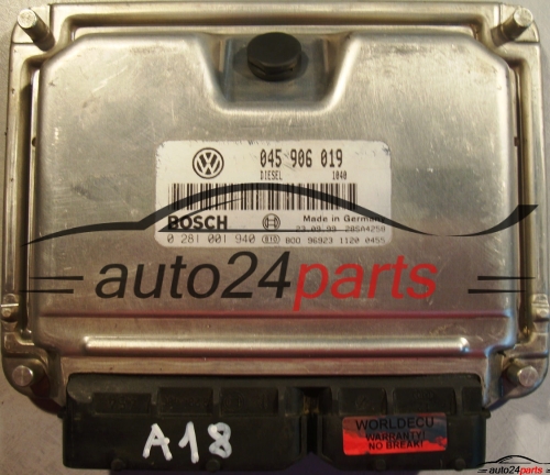 MOTORSTEUERGERÄT ECU STEUERGERÄT VW VOLKSWAGEN POLO 1.4 TDI 045906019, BOSCH 0 281 001 940, 0281001940 