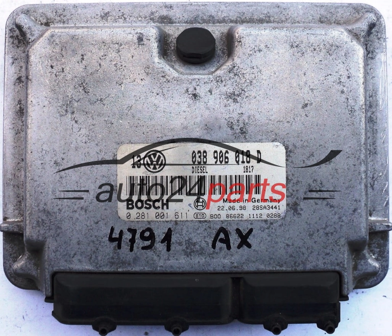 KOMPUTER STEROWNIK SILNIKA VW VOLKSWAGEN GOLF 1.9 TDI AGR 038 906 018 D, 038906018D, BOSCH 0 281 001 611, 0281001611