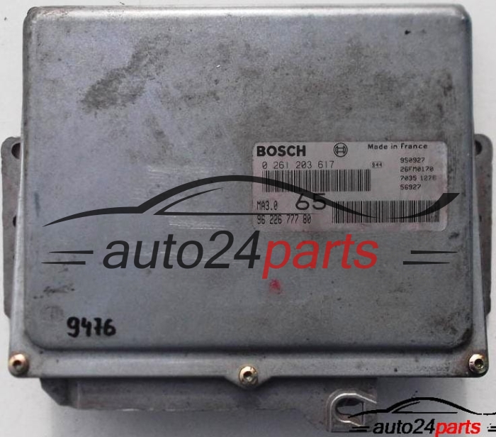 ECU ENGINE CONTROLLER CITOREN AX, PEUGEOT 106 1.0, BOSCH 0 261 203 617, 0261203617, 96 226 777 80, 9622677780, MA3.0 65