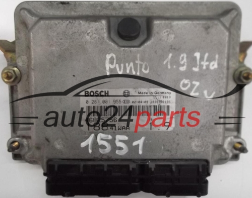 MOTORSTEUERGERÄT ECU STEUERGERÄT FIAT PUNTO 1.9 JTD BOSCH 0281001955, 0 281 001 955, 46825756, 18841WAA, 1039S00195 