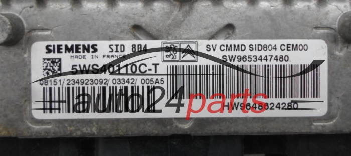 MOTORSTEUERGERÄT ECU STEUERGERÄT CITROEN C3 1.4 HDI SIEMENS 5WS40110C-T,  SW 9653447480, HW 9648624280