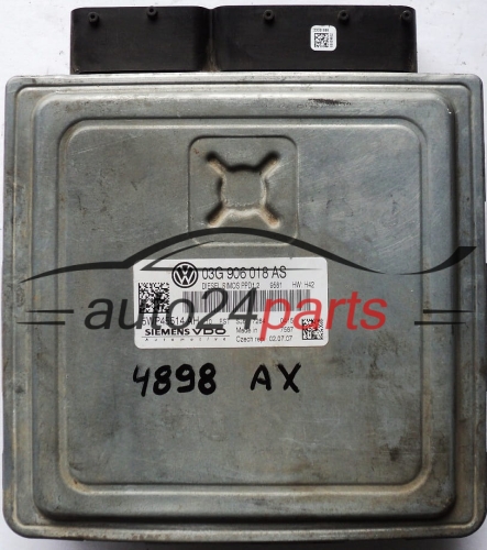 VW VOLKSWAGEN PASSAT 1.8 TDI 03G906018AS, 03G 906 018 AS, DIESEL SIMOS PPD1.2 9581, SIEMENS VDO 5WP45514 AH