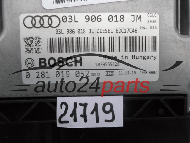 AUDI Q5 2.0 TDI BOSCH 0 281 019 052, 0281019052, 03L 906 018 JM, 03L906018JM, EDC17C46 