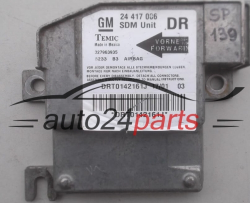 Unidade de controle do airbag OPEL CORSA C 24 417 006 DR, 24417006, 327963935 