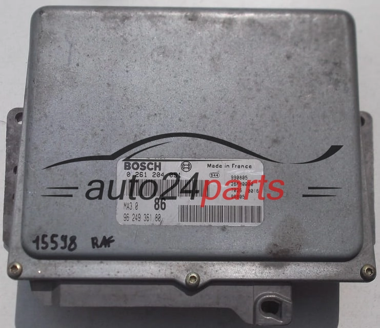 KOMPUTER STEROWNIK SILNIKA PEUGEOT 106 1.0, BOSCH 0 261 204 051, 0261204051, 96 249 361 80, 9624936180, MA3.0 86