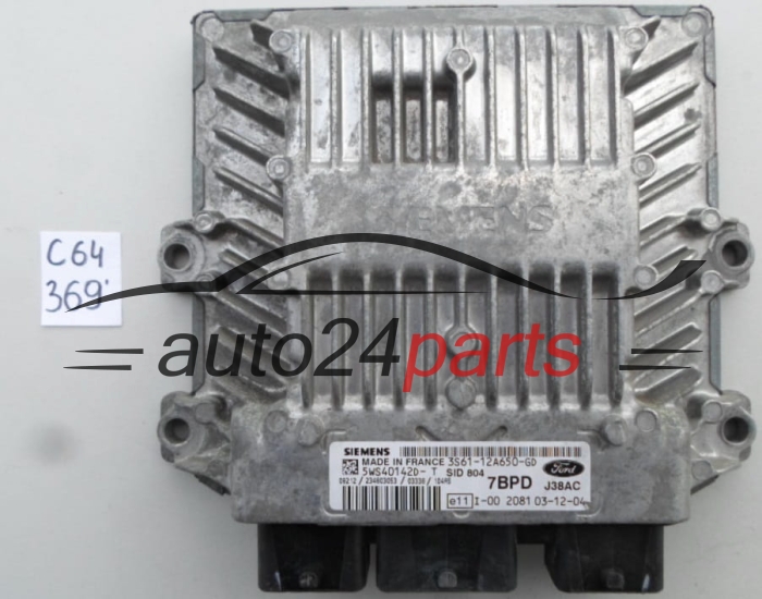 Μονάδα Ελέγχου Κινητήρα  FORD 1.4 TDCI 5WS40142D-T, 5WS40142DT, 3S61-12A650-GD, 3S6112A650GD, SID 804