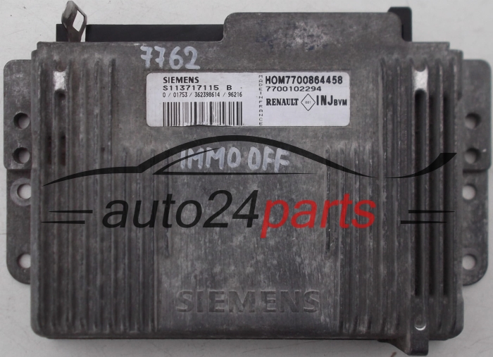 KOMPUTER STEROWNIK SILNIKA RENAULT LAGUNA 1.8 SIEMENS S113717115B, S113717115D, S113717115 B D, HOM7700864458 HOM 7700864458, 7700102294 