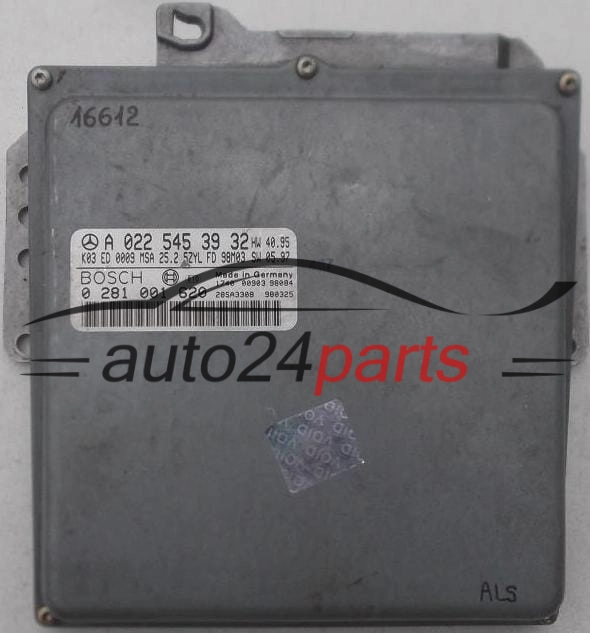 Μονάδα Ελέγχου Κινητήρα MERCEDES W210 2.9 TD BOSCH 0 281 001 620, 0281001620, A 022 545 39 32, A0225453932