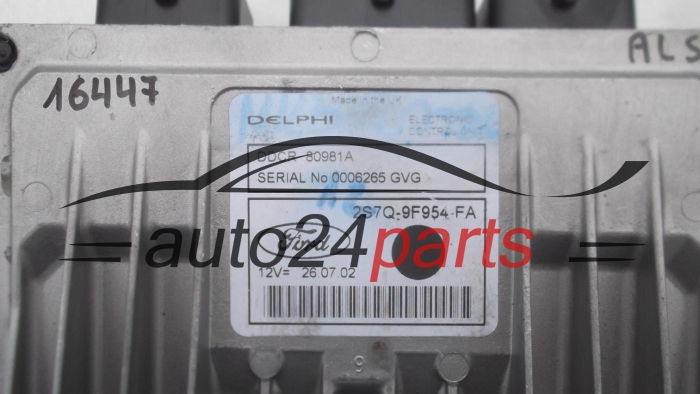 MOTORSTEUERGERÄT ECU STEUERGERÄT FORD MONDEO MK3 2.0 TDCI 2S7Q-9F954-FA, 2S7Q9F954FA, DDCR 80981A