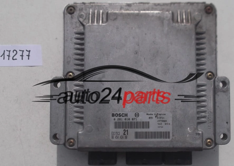 ECU ENGINE CONTROLLER CITROEN XSARA 2.0 HDI BOSCH 0 281 010 871,  96 454 424 80, 9645442480, EDC15C2 21