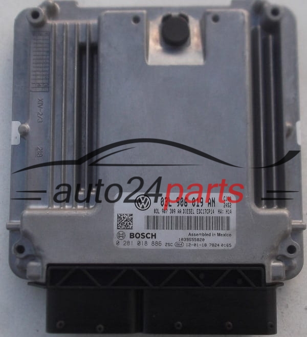 Μονάδα Ελέγχου Κινητήρα VOLKSWAGEN BEETLE 2.0 TDI BOSCH 0 281 018 886, 0281018886, 03L 906 019 AN, 03L906019AN, 03L907309AA, EDC17CP14