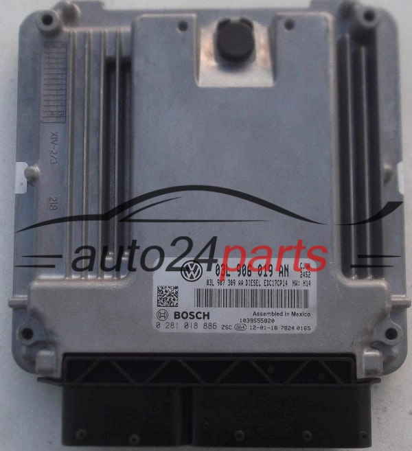 Μονάδα Ελέγχου Κινητήρα VOLKSWAGEN BEETLE 2.0 TDI BOSCH 0 281 018 886, 0281018886, 03L 906 019 AN, 03L906019AN, 03L907309AA, EDC17CP14