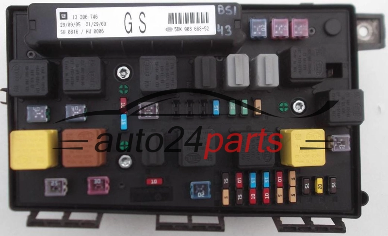 FUSE RELAY BOX ELECTRICAL COMFORT CONTROL MODULE BODY OPEL ASTRA H ZAFIRA B 13 206 746, 13206746 GS, 5DK 008 668-52, 5DK008668-52