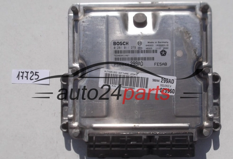 CENTRALINA DO MOTORE JEEP CHEROKEE 2.8 CRD BOSCH 0 281 011 279, 0281011279, P56044299AD 