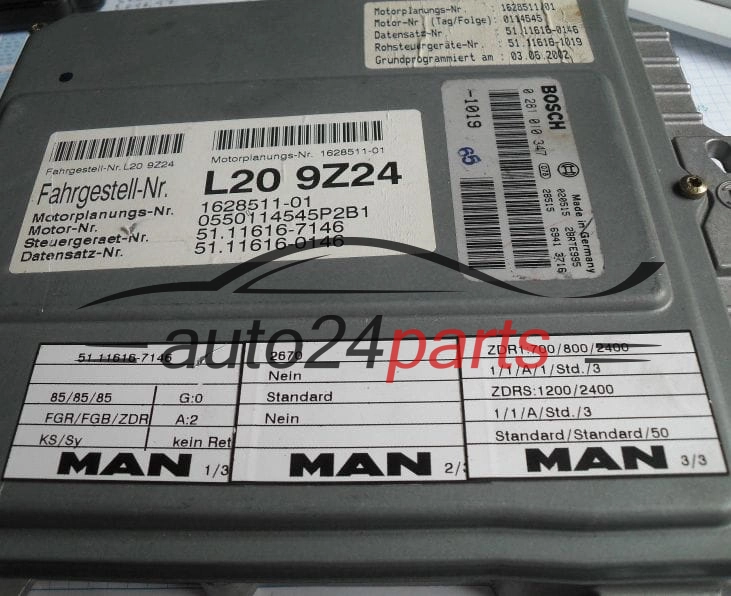 CENTRALINA MOTORE MAN BOSCH 0 281 010 347, 0281010347, L20 9Z24, 51.11 616-7146, 51116167146 
