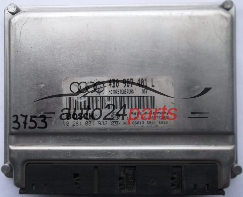 CALCULATEUR MOTEUR AUDI A6 2.5 TDI 4B0907401L, 4B0 907 401 L, BOSCH 0281001932, 0 281 001 932 MOTORSTEUERUNG D50 28RTE283 