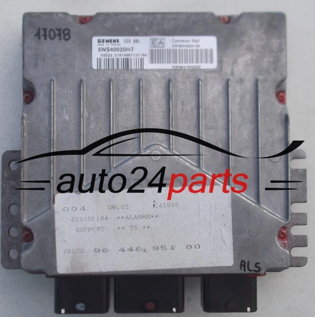 MOTORSTEUERGERÄT ECU STEUERGERAT PEUGEOT 307 2.0 HDI SIEMENS 5WS40020H-T, 5WS40020HT, SW9644895180, SW 9644895180, HW9641849280, HW 9641849280