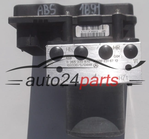 Aντλία ABS  MERCEDES W169 W245 BOSCH 0 265 230 870,  A 006 431 67 12,  0 265 951 352
