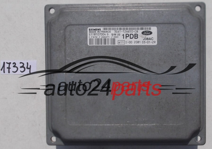 ECU CENTRALITA DE MOTOR FORD FIESTA 1.25 SIEMENS S118107004 D, S118107004D, 3S61-12A650-CB, 3S6112A650CB, 1PDB