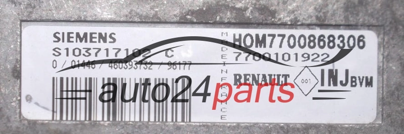 MOTORSTEUERGERÄT ECU STEUERGERÄT  RENAULT MEGANE SIEMENS S103717102 C, HOM 7700868306