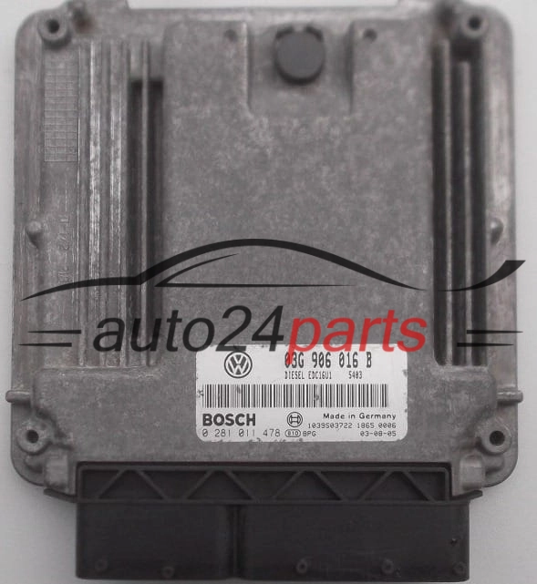 Μονάδα Ελέγχου Κινητήρα VOLKSWAGEN GOLF 1.9 TDI BOSCH  0281011478, 03G 906 016 B,  EDC16U1