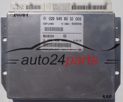 ECU ENGINE CONTROLLER ESP+HBA MERCEDES W168 A KLASA BOSCH 0 265 109 496, 0265109496, 029 545 83 32, 0295458332