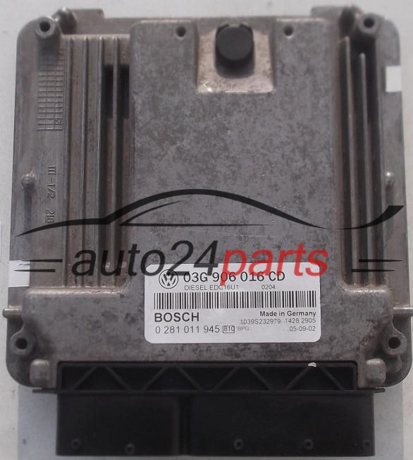 Μονάδα Ελέγχου Κινητήρα VOLKSWAGEN TOURAN 1.9 TDI BOSCH 0 281 011 945, 0281011945, 03G 906 016 CD, 03G906016CD, EDC16U1