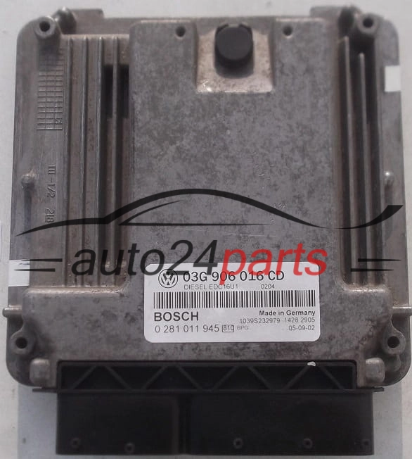 Μονάδα Ελέγχου Κινητήρα VOLKSWAGEN TOURAN 1.9 TDI BOSCH 0 281 011 945, 0281011945, 03G 906 016 CD, 03G906016CD, EDC16U1