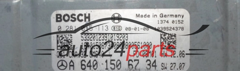 MOTORSTEUERGERÄT ECU STEUERGERAT MERCEDES 180 CDI BOSCH 0 281 015 113, 0281015113, A 640 150 67 34, A6401506734, CRA.32 