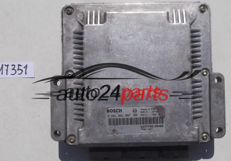 ECU CENTRALITA DE MOTOR RENAULT LAGUNA 1.9 DCI BOSCH 0 281 001 997, 0281001997, HOM 7700106485, 7700113027