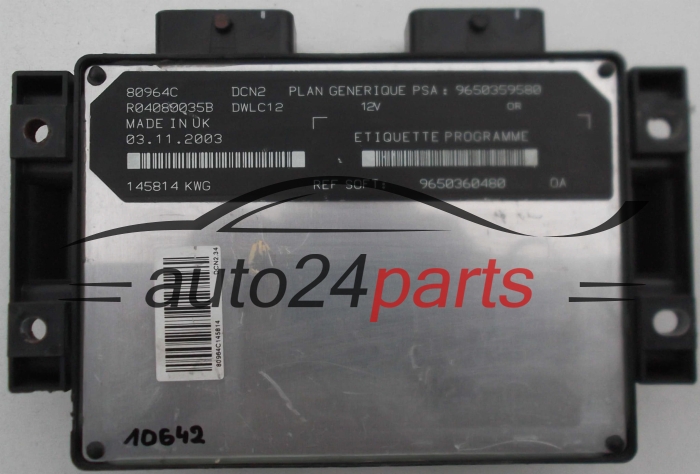 CENTRALINA DO MOTORE CITROEN BERLINGO PEUGEOT PARTNER 1.9 LUCAS R04080035B, PSA 9650359580, SOFT 9650360480, DCN2, DWLC12 