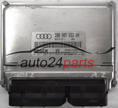 ECU CENTRALITA DE MOTOR AUDI A6 2.4 AML 3B0907552AN, 3B0 907 552 AN, BOSCH 0261207017, 0 261 207 017 BENZIN ME7.1 0001