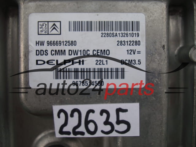 MOTORSTEUERGERÄT ECU STEUERGERAT CITROEN PEUGEOT 2.0 HDI DELPHI 28312280, HW 9666912580, HW9666912580, DCM3.5