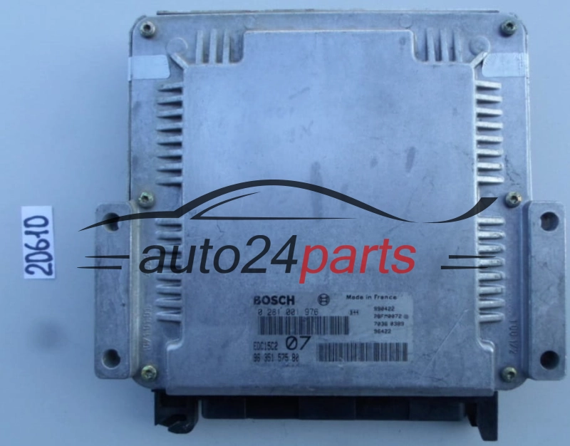 Μονάδα Ελέγχου Κινητήρα CITROEN XSARA PEUGEOT 306 2.0 BOSCH 0281001976, 0 281 001 976, 9635157580, 96 351 575 80, EDC15C2 07