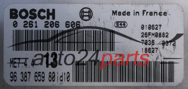 Μονάδα Ελέγχου Κινητήρα CITROEN XSARA PICASSO 1.6 BOSCH 0 261 206 606,  96 387 659 80id10,  ME7.4.4 13 