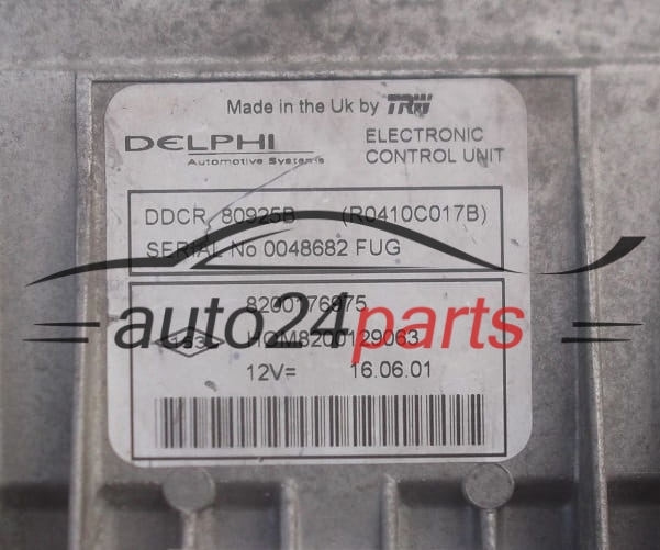 MOTORSTEUERGERÄT ECU STEUERGERÄT  RENAULT 1.5 DCI Delphi R0410C017B, 8200176975, HOM 8200129063