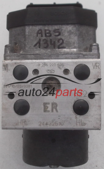 POMPE HYDRAULIQUE ET CALCULATEUR dABS OPEL ASTRA G ZAFIRA A BOSCH 0 265 220 636, 0265220636, GM 24432510 ER 0 273 004 592, 0273004592