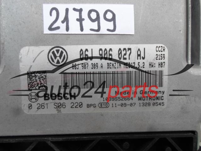 KOMPUTER STEROWNIK SILNIKA VW VOLKSWAGEN NEW BEETLE 2.0 TFSI BOSCH 0 261 S06 220, 0261S06220, 06J 906 027 AJ, 06J906027AJ, 06J907309A, MED17.5.2