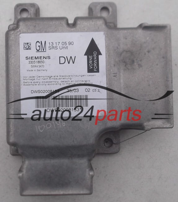ECU AIRBAG CONTROL MODULE  OPEL VECTRA C SIGNUM GM 13 17 05 90 DW,  SIEMENS 5WK43470