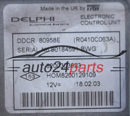 CALCULATEUR MOTEUR RENAULT CLIO KANGOO  DELPHI R0410C063A, 8200303623, HOM8200129109