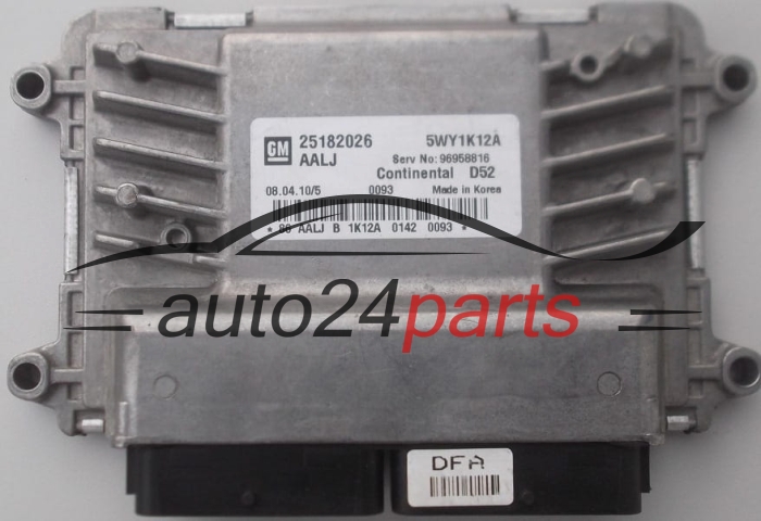 ECU CENTRALITA DE MOTOR  CHEVROLET SPARK 1.2 GM 25182026 AALJ, CONTINENTAL 5WY1K12A, D52