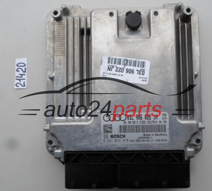 KOMPUTER STEROWNIK SILNIKA AUDI A4 2.0 TDI BOSCH 0 281 015 318, 0281015318, 03L 906 022 JN, 03L906022JN, 03L906022B, EDC17CP14