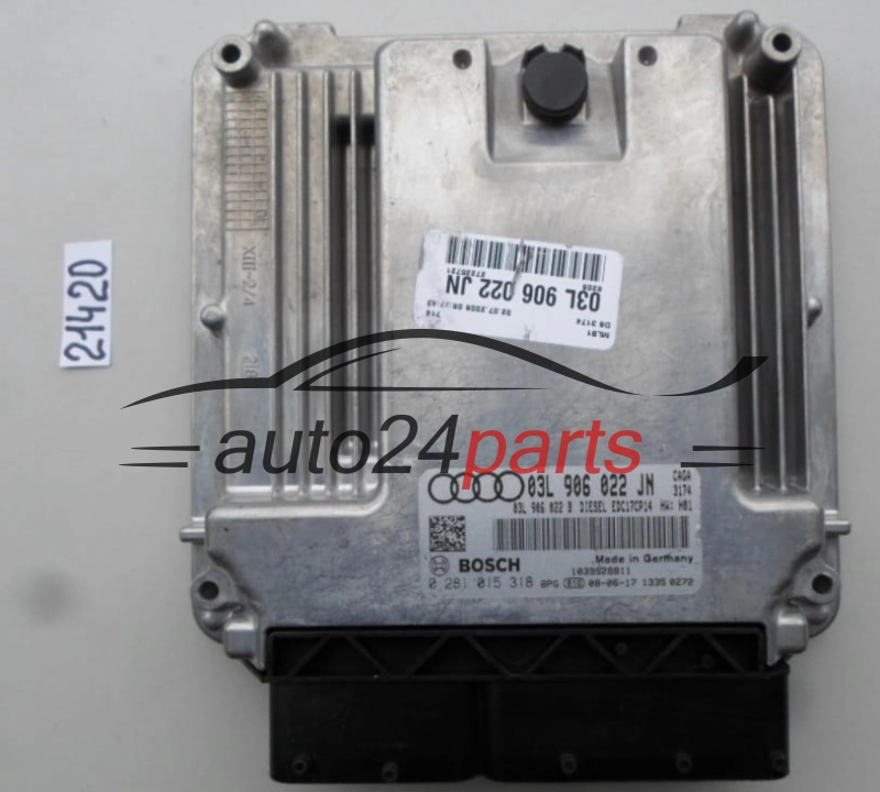 KOMPUTER STEROWNIK SILNIKA AUDI A4 2.0 TDI BOSCH 0 281 015 318, 0281015318, 03L 906 022 JN, 03L906022JN, 03L906022B, EDC17CP14