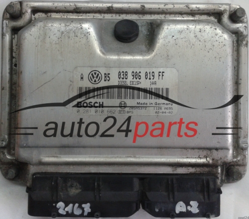 CALCULATEUR MOTEUR VW VOLKSWAGEN GOLF 1.9 TDI ATD 038906019FF, 038 906 019 FF, BOSCH 0 281 010 662, 0281010662, DIESEL EDC15P+ 1449, 28SA5372 