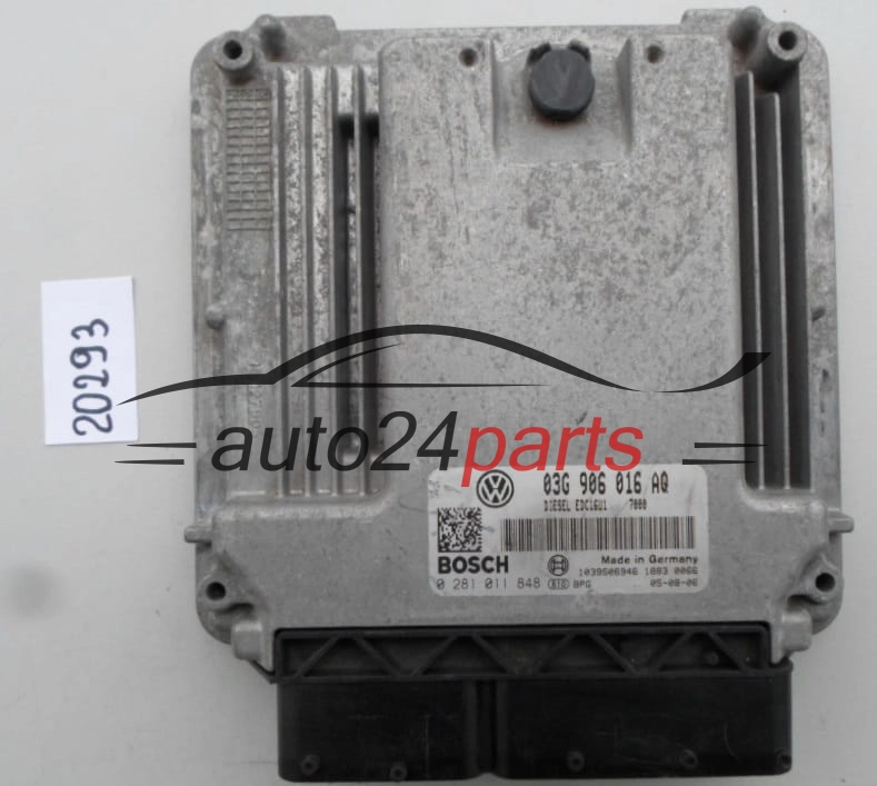 KOMPUTER STEROWNIK SILNIKA VW VOLKSWAGEN GOLF 2.0 TDI 03G 906 016 AQ, 03G906016AQ, BOSCH 0 281 011 848, 0281011848, DIESEL EDC16U1 7000, 1039S06946