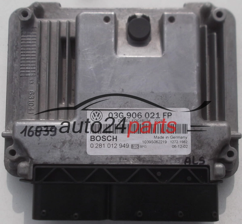 Μονάδα Ελέγχου Κινητήρα VW VOLKSWAGEN GOLF 2.0 TDI BOSCH 0 281 012 949, 0281012949, 03G 906 021 FP, 03G906021FP