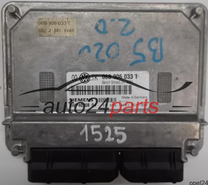MOTORSTEUERGERÄT ECU STEUERGERÄT VW VOLKSWAGEN PASSAT 2.0 06B906033T, SIEMENS 5WP40108 