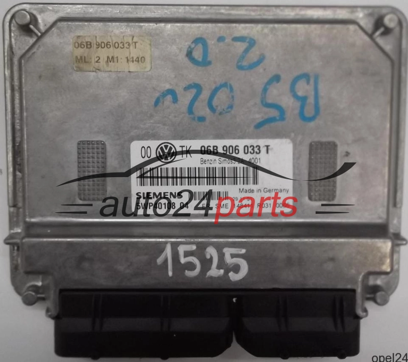 MOTORSTEUERGERÄT ECU STEUERGERÄT VW VOLKSWAGEN PASSAT 2.0 06B906033T, SIEMENS 5WP40108 