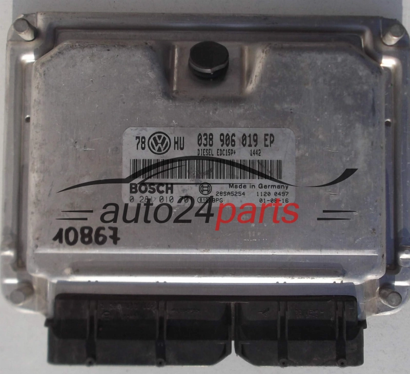 MOTORSTEUERGERÄT ECU STEUERGERÄT VW VOLKSWAGEN PASSAT 1.9 TDI 038906019EP, BOSCH 0281010701, 28SA5254 