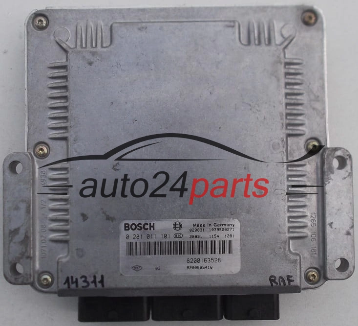 KOMPUTER STEROWNIK SILNIKA RENAULT LAGUNA 1.9 DCI F9Q BOSCH 0281011101, 0 281 011 101, 8200163528, 8200095416, 1039S00271
